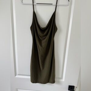 Elegant Olive Green Slip Dress
